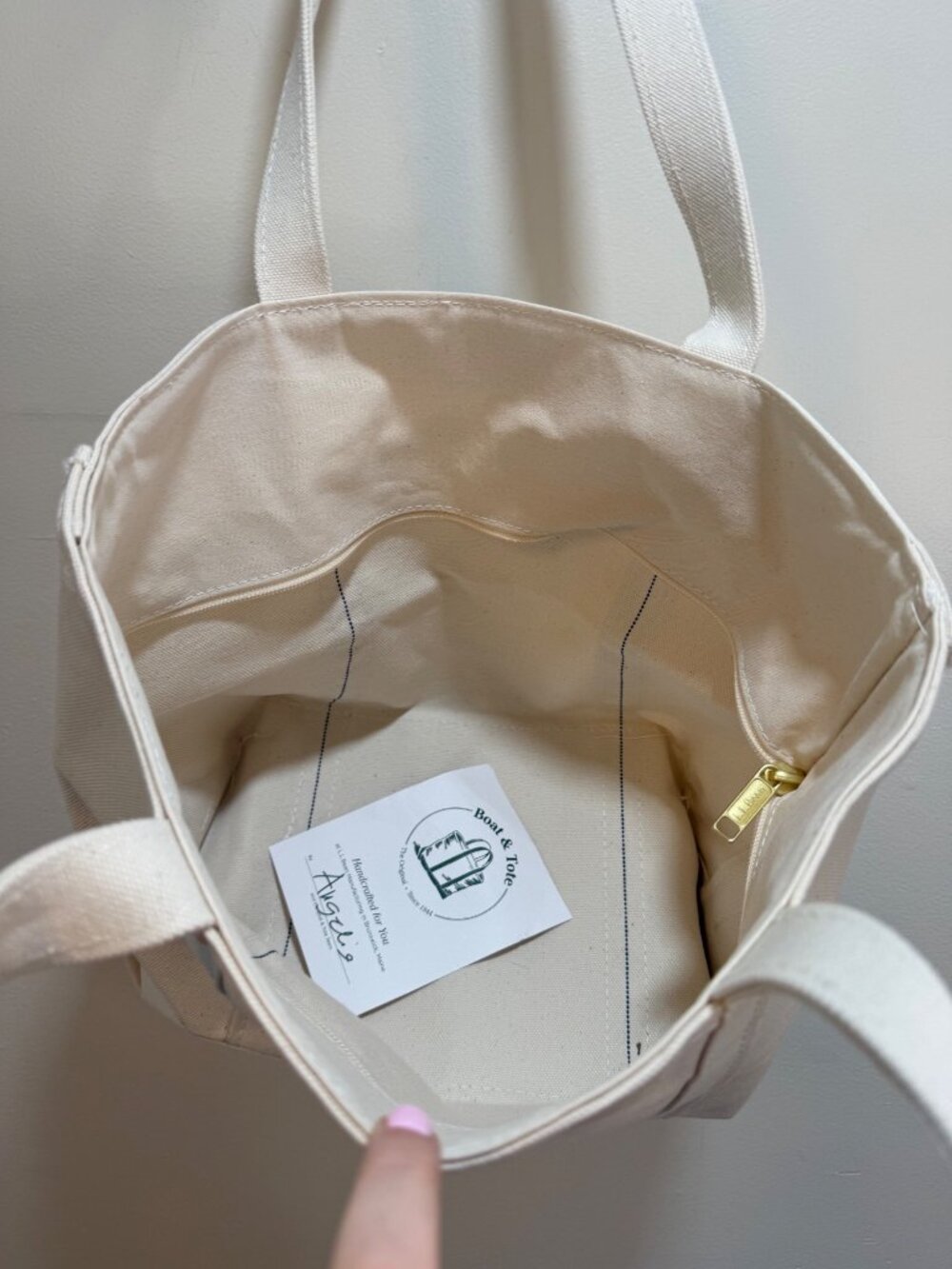 L.L. Bean Boat & Tote Bag Open Top Long Handle MOTHER Natural Color - Picture 3 of 8